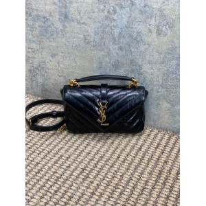 Ysl COLLEGE mini chain bag in shiny crackled leather 20 x 13 x 3 CM Bags