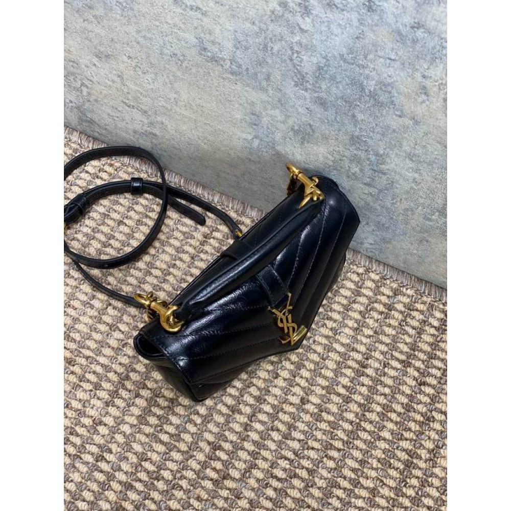 Ysl COLLEGE mini chain bag in shiny crackled leather 20 x 13 x 3 CM Bags