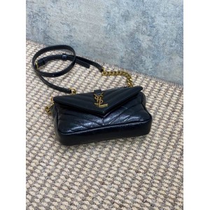 Ysl COLLEGE mini chain bag in shiny crackled leather 20 x 13 x 3 CM Bags