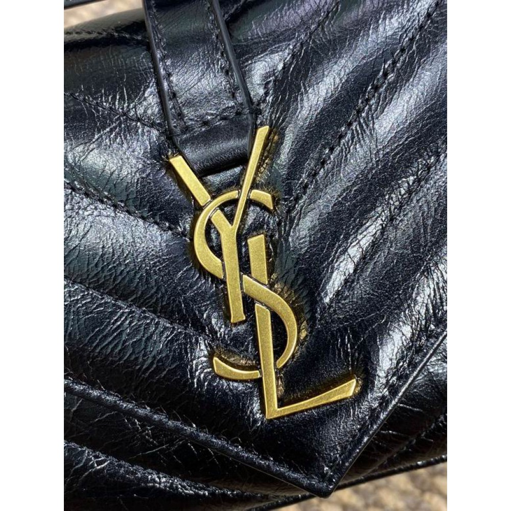 Ysl COLLEGE mini chain bag in shiny crackled leather 20 x 13 x 3 CM Bags