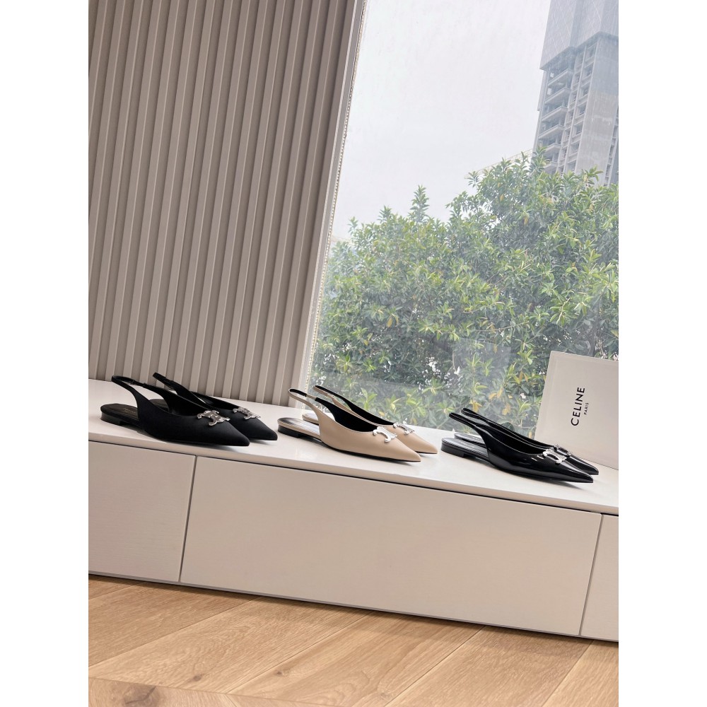CELINE ALMA TRIOMPHE FLAT SLINGBACK in PATENT CALFSKIN 35-41 Shoes
