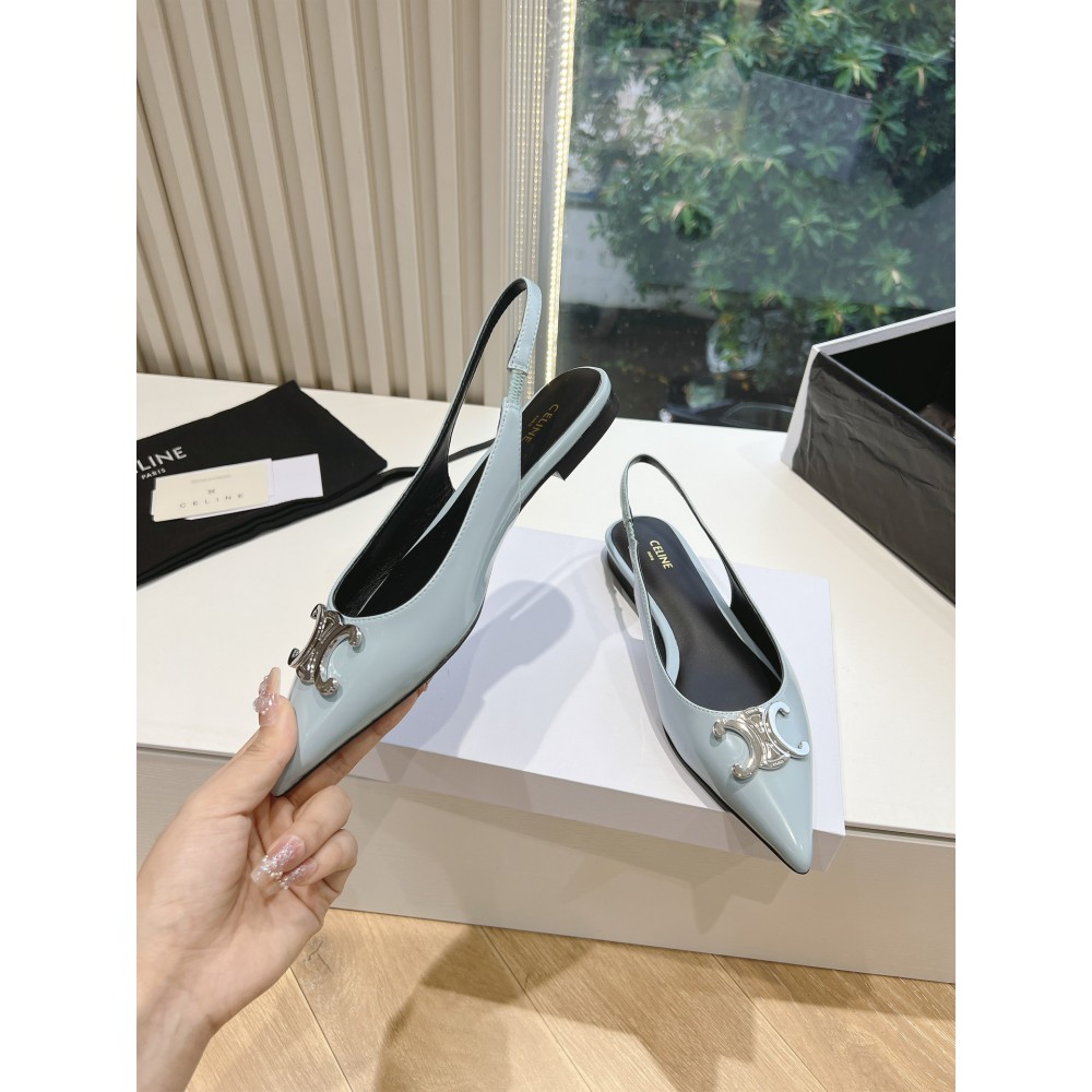 CELINE ALMA TRIOMPHE FLAT SLINGBACK in PATENT CALFSKIN 35-41 Shoes