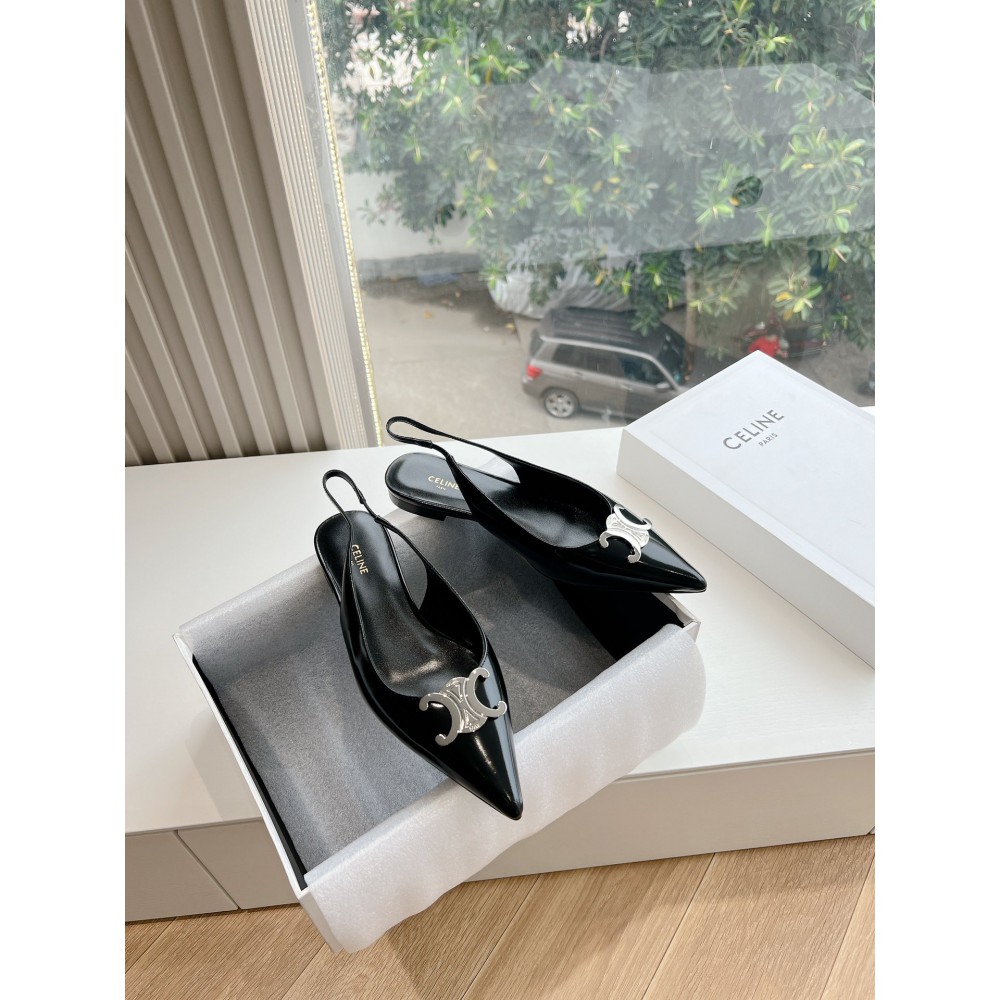 CELINE ALMA TRIOMPHE FLAT SLINGBACK in PATENT CALFSKIN 35-41 Shoes