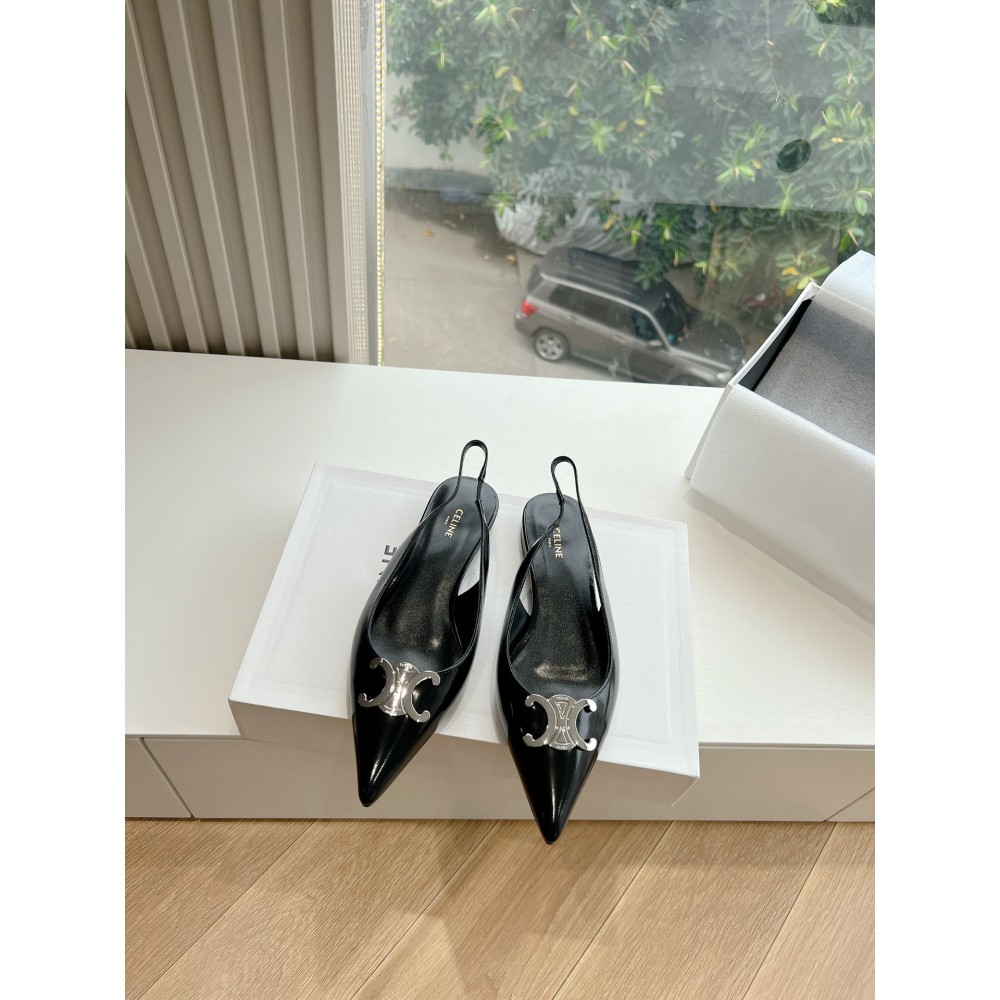 CELINE ALMA TRIOMPHE FLAT SLINGBACK in PATENT CALFSKIN 35-41 Shoes