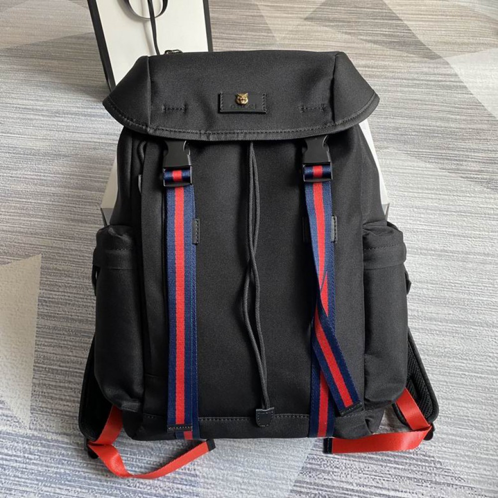GUCCI Techno Fabric Backpack Bag Black 429037 32x45x14cm Bags