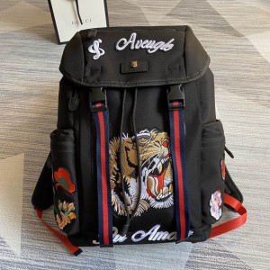 GUCCI Techno Fabric Backpack Bag Black 429037 32x45x14cm Bags