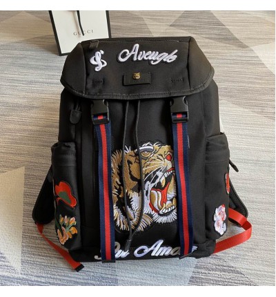 GUCCI Techno Fabric Backpack Bag Black 429037 32x45x14cm