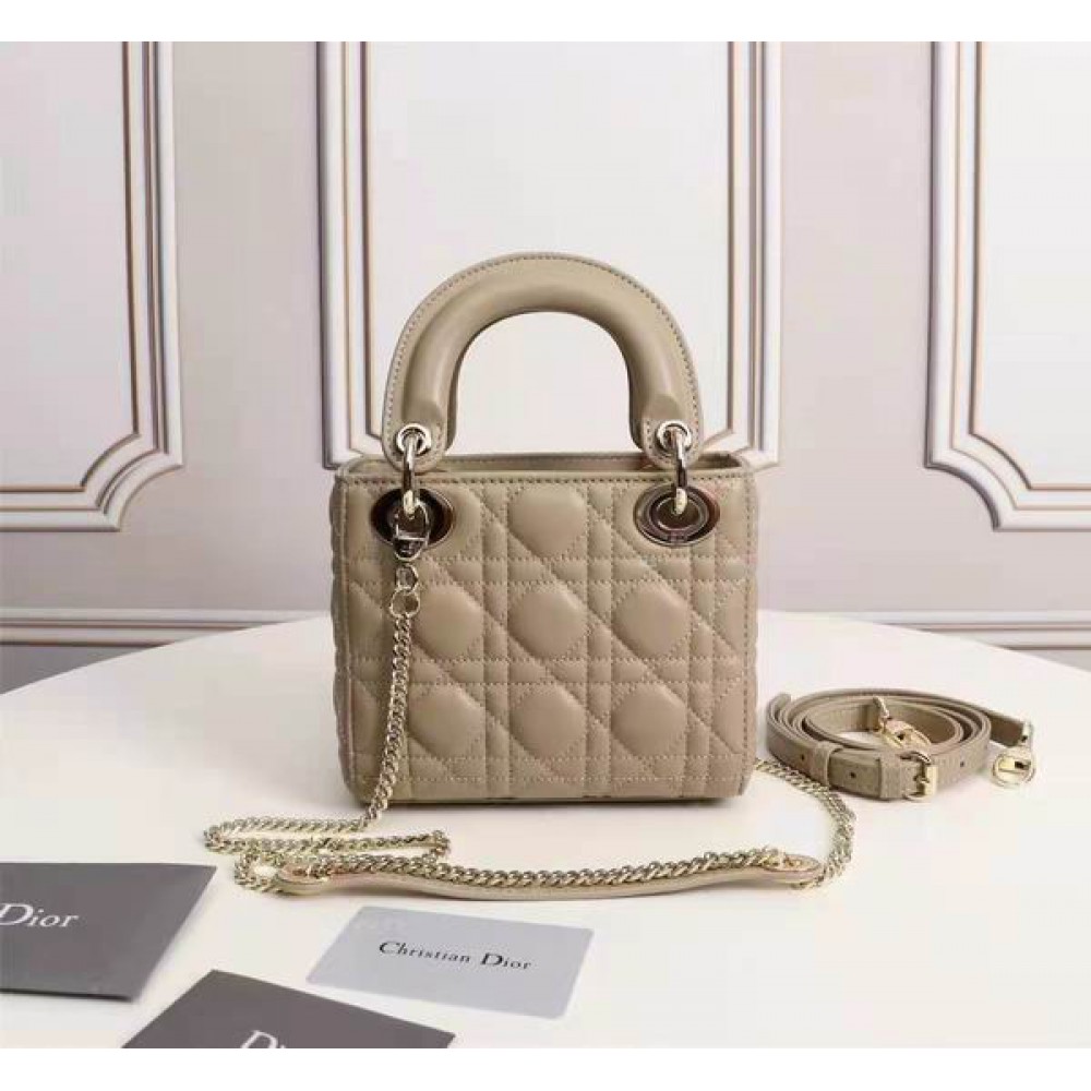 Dior lady mini size 17x15cm lampskin leather Bags