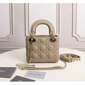 Dior lady mini size 17x15cm lampskin leather Bags