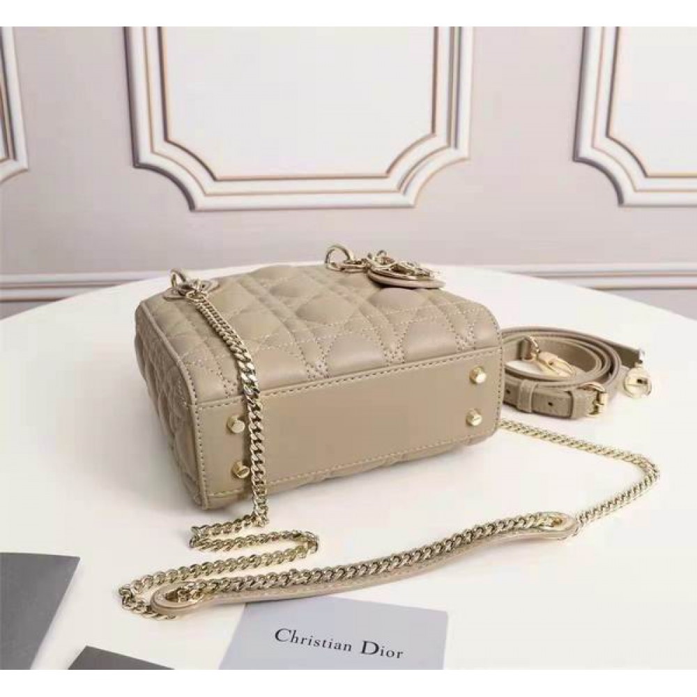 Dior lady mini size 17x15cm lampskin leather Bags