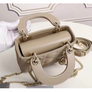 Dior lady mini size 17x15cm lampskin leather Bags
