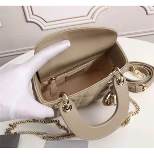 Dior lady mini size 17x15cm lampskin leather Bags