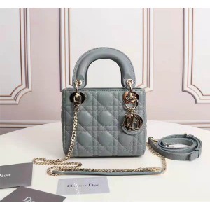 Dior lady mini size 17x15cm lampskin leather Bags