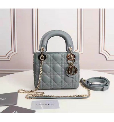 Dior lady mini size 17x15cm lampskin leather