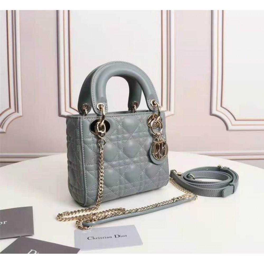 Dior lady mini size 17x15cm lampskin leather Bags