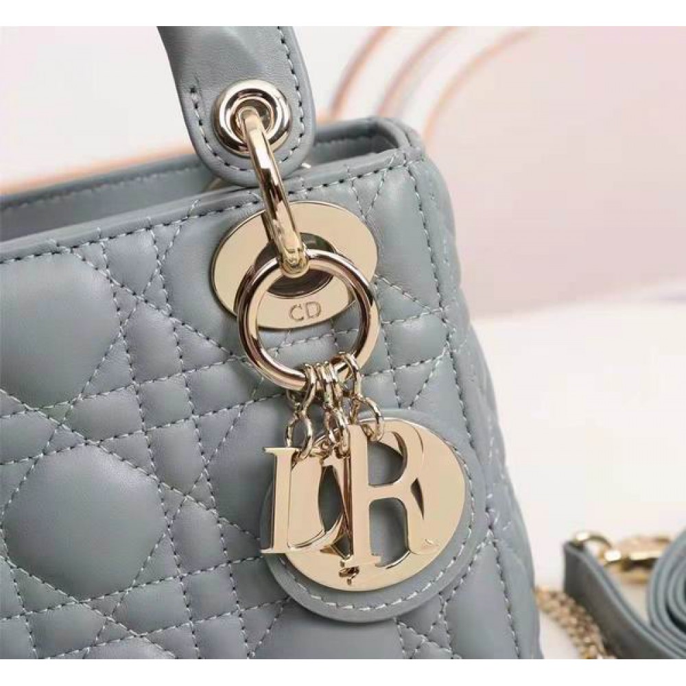 Dior lady mini size 17x15cm lampskin leather Bags