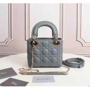 Dior lady mini size 17x15cm lampskin leather Bags