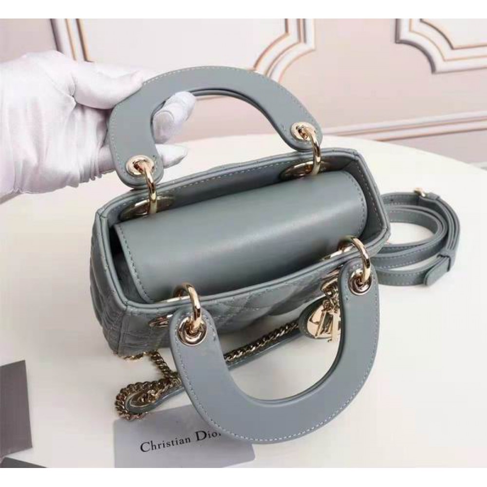 Dior lady mini size 17x15cm lampskin leather Bags