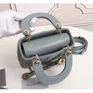 Dior lady mini size 17x15cm lampskin leather Bags