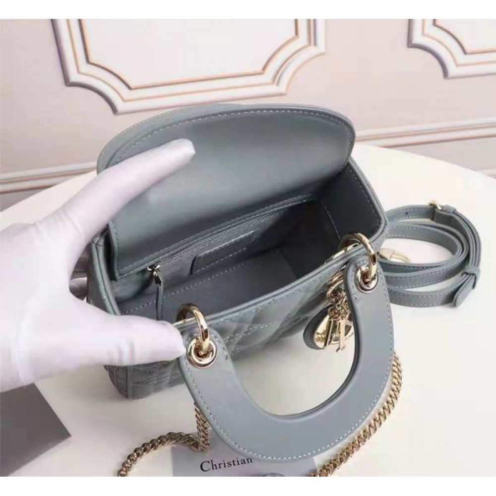 Dior lady mini size 17x15cm lampskin leather Bags
