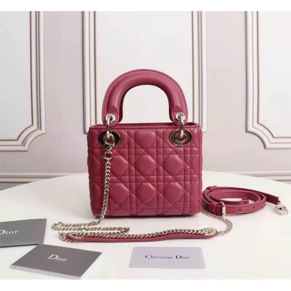 Dior lady mini size 17x15cm lampskin leather Bags