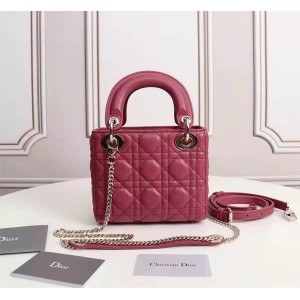 Dior lady mini size 17x15cm lampskin leather Bags