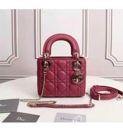 Dior lady mini size 17x15cm lampskin leather