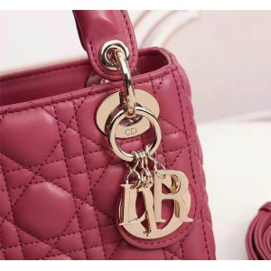 Dior lady mini size 17x15cm lampskin leather Bags