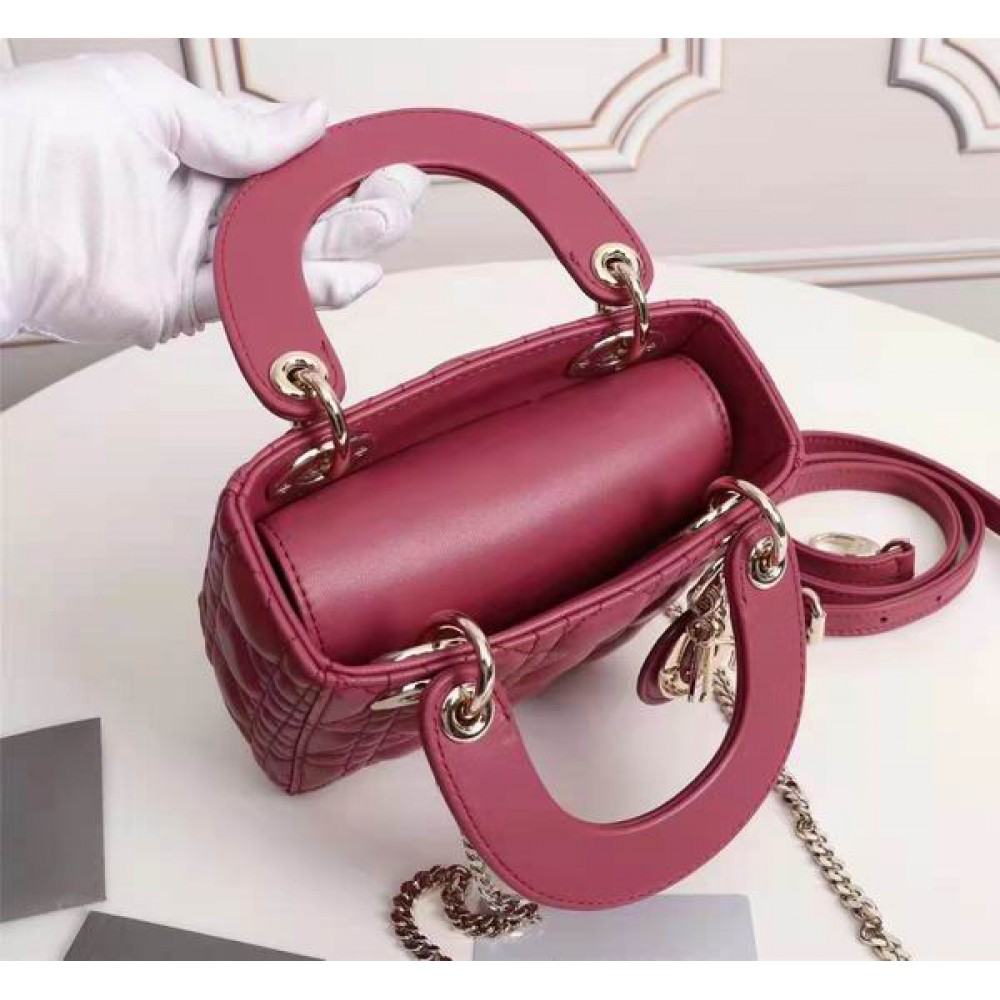 Dior lady mini size 17x15cm lampskin leather Bags