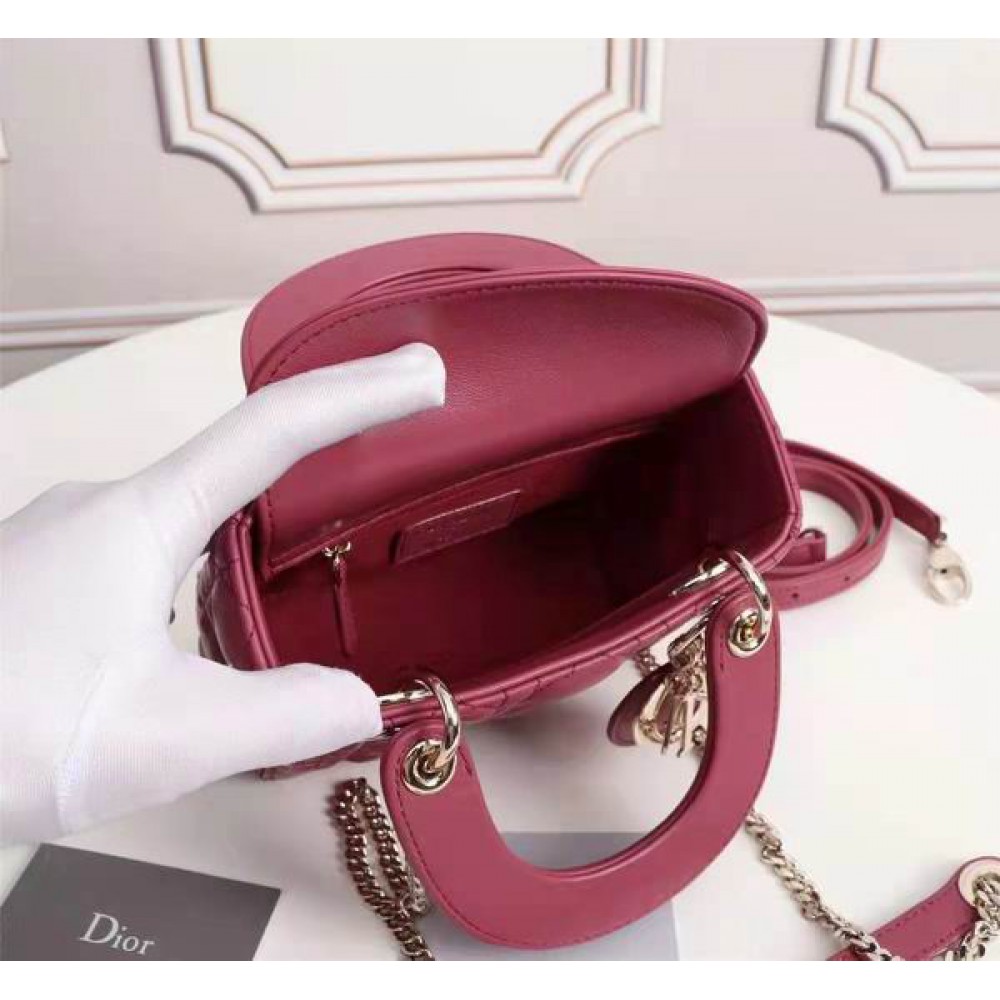 Dior lady mini size 17x15cm lampskin leather Bags