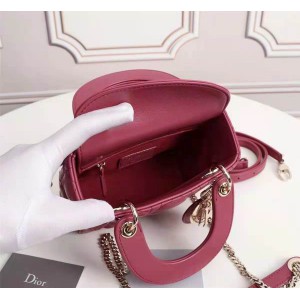 Dior lady mini size 17x15cm lampskin leather Bags
