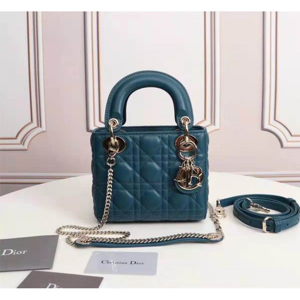 Dior lady mini size 17x15cm lampskin leather Bags