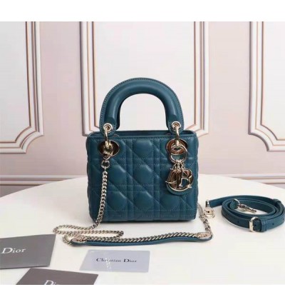 Dior lady mini size 17x15cm lampskin leather