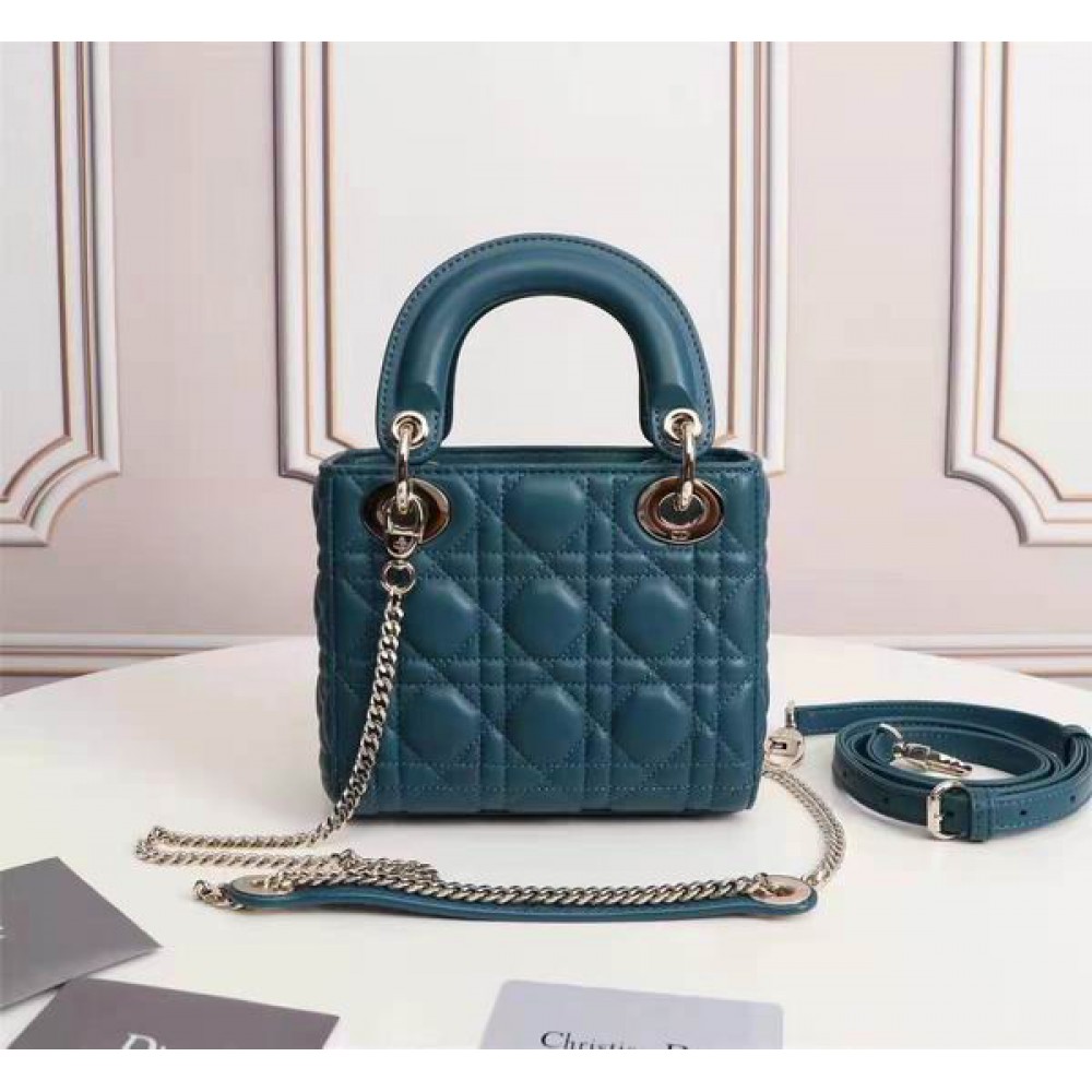 Dior lady mini size 17x15cm lampskin leather Bags