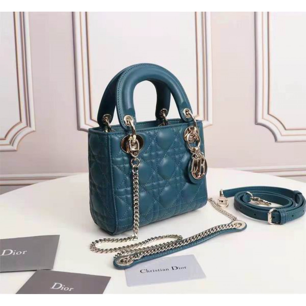 Dior lady mini size 17x15cm lampskin leather Bags