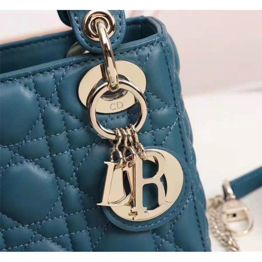 Dior lady mini size 17x15cm lampskin leather Bags