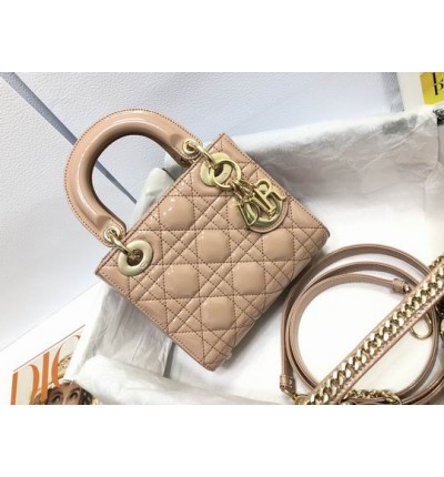 Dior lady mini size 17x15cm pattent leather