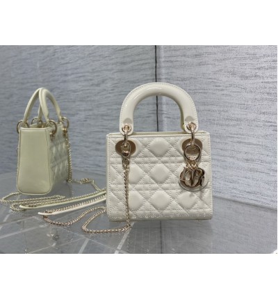 Dior lady mini size 17x15cm pattent leather