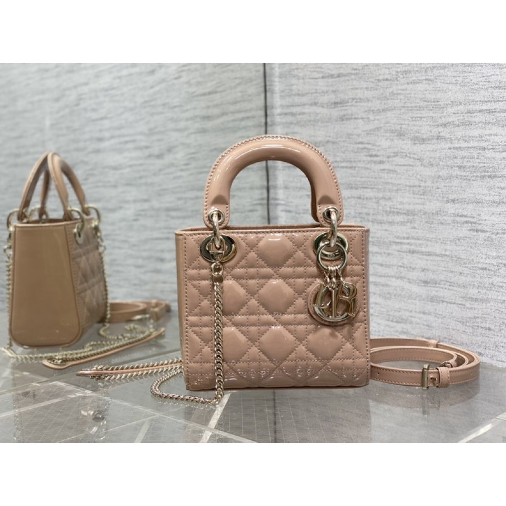 Dior lady mini size 17x15cm pattent leather Bags