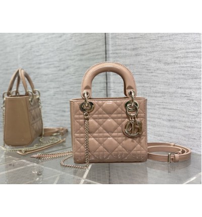 Dior lady mini size 17x15cm pattent leather