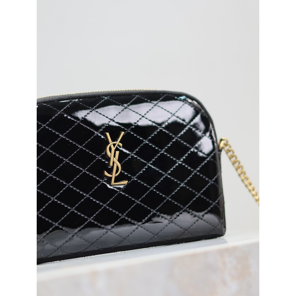 Ysl Gaby zipped pouch in quilted patent leather 19 x 11 x 3 cm Bags