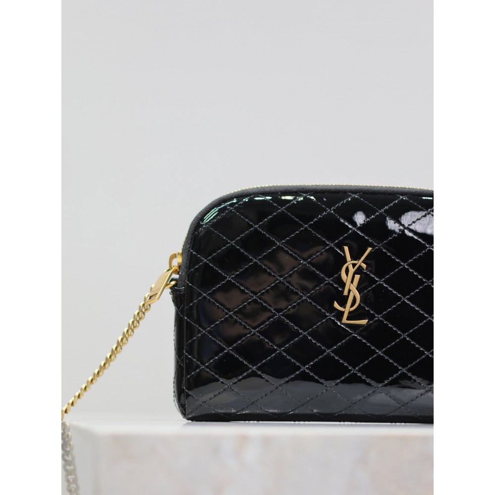 Ysl Gaby zipped pouch in quilted patent leather 19 x 11 x 3 cm Bags