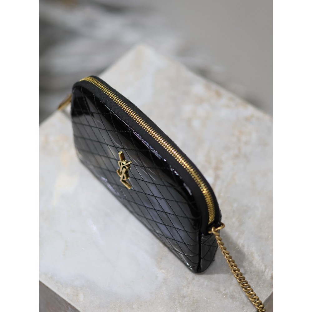 Ysl Gaby zipped pouch in quilted patent leather 19 x 11 x 3 cm Bags