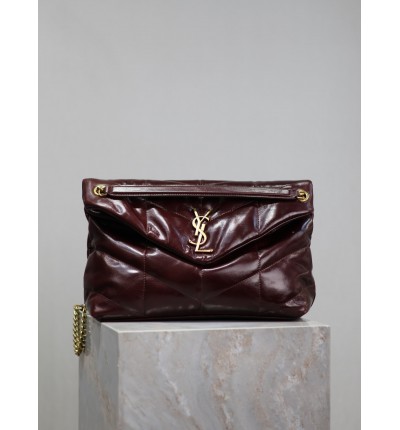 Ysl loulou puffer pattent leather medium size 35x23cm