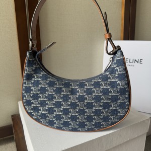 Celine Ava Bag in DENIM WITH TRIOMPHE ALL-OVER and calfskin 24.5 x 17 x 9 CM Bags