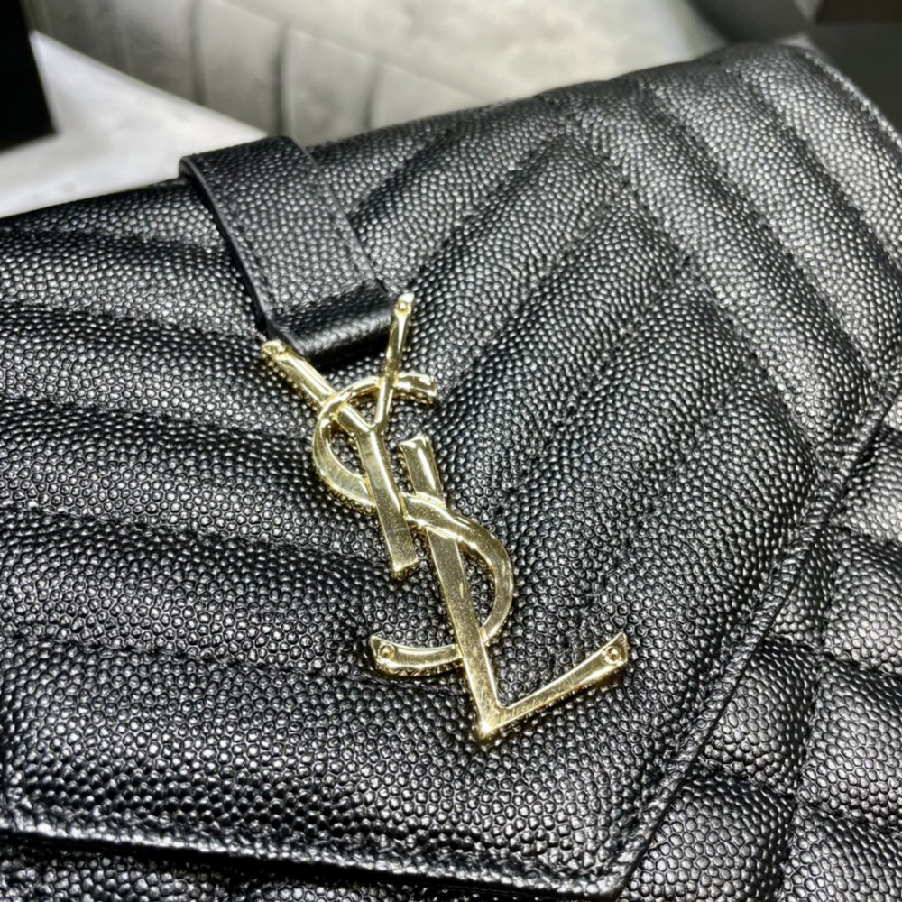Ysl Envelope matelassé leather clutch 21x16cm 