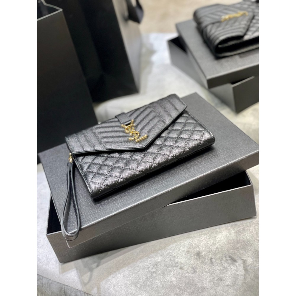 Ysl Envelope matelassé leather clutch 21x16cm 