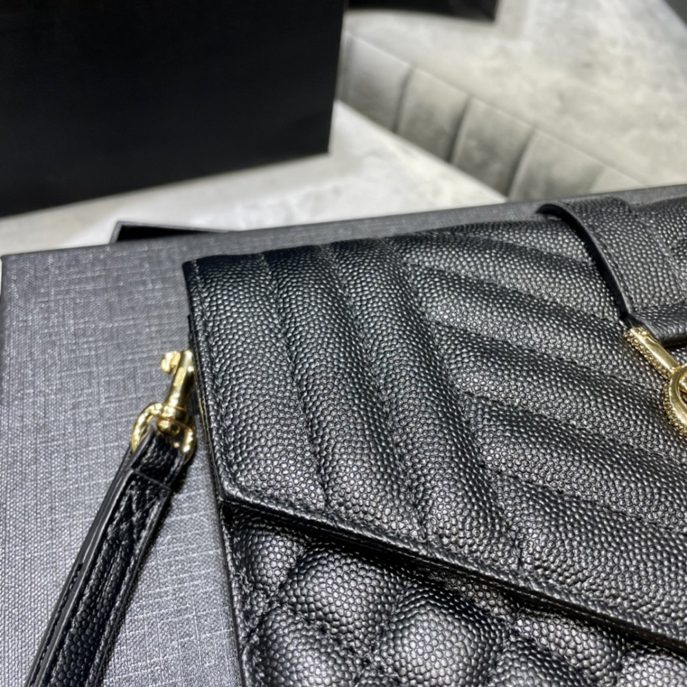 Ysl Envelope matelassé leather clutch 21x16cm 