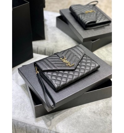 Ysl Envelope matelassé leather clutch 21x16cm