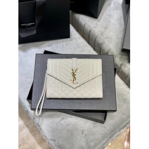 Ysl Envelope matelassé leather clutch 21x16cm 